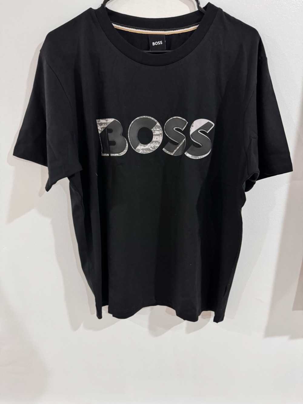 BOSS Black Short-Sleeve Tee with Metallic Logo